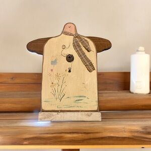 Rustic wooden angel bird house hook